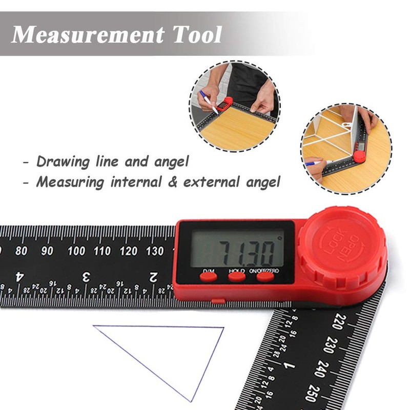 Mesee LCD Digital Angle Finder Ruler, 200mm/7 Inch Angle Finder