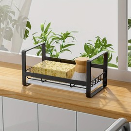 OrganiMax Kitchen Sink Sponge Holder Stainless – Rustproof Double-Layer Stainless Steel Caddy