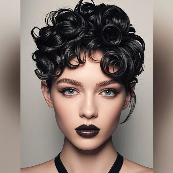 Black Wave Short Human Hair Wigs For Women Curly Wave