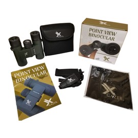 Xgazer Optics Point View Professional 10x25 Magnifying Compact Binoculars for Bird Watching, Hunting. Fishing, Outdoor Waterproof Small Binocular with Soft Case, Neck Harness Strap, Cleaning Cloth