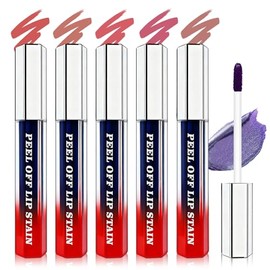 IONSGAKO - Juego de tinte y delineador de labios de 5 colores, acabado mate para mujer | Tinte labial Peel Off de larga duración, resistente al agua y