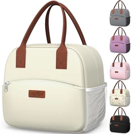 HOTOR Lunch Bag for Women & Men - Wear-Resistant & Leak-Proof Insulated Lunch Box with Large Capacity, Multi-Functional Cooler Bag for Office, Picnic, Beige, 10L, 10.60" x 5.90" x 9.50"
