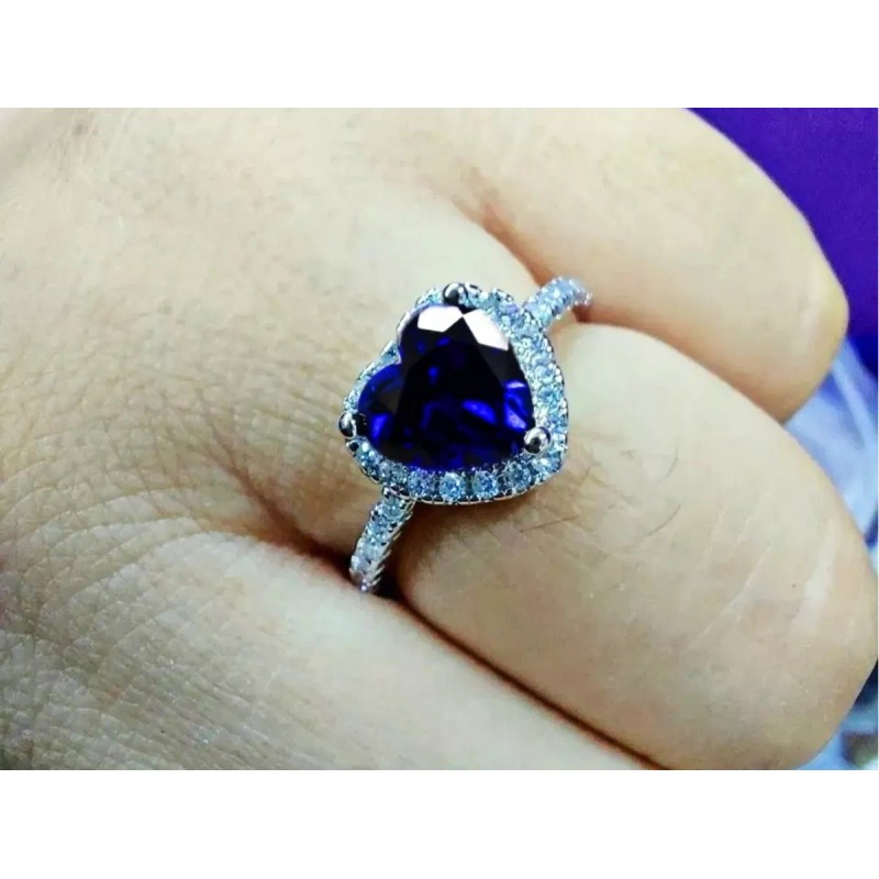 Dtup Anillo Corazón Del Mar Zafiro Azul Titanic Plata S925