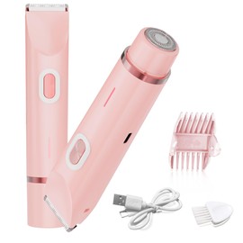 Dual Head Bikini Trimmer for Women -2-in-1 Electric Razors with Painless Ceramic Blades,IPX7 Waterproof,USB-C Rechargeable Electric Shaver for Pubic,Underarm & Body
