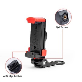 Fotopro Phone Tripod Mount, 1/4” Screw, 180° Adjustable, Anti-Slip Silicone Clamp, Universal Smartphone Holder for Tripods, Selfie Sticks, Live Streaming, and Vlogging, SJ-86 Pro