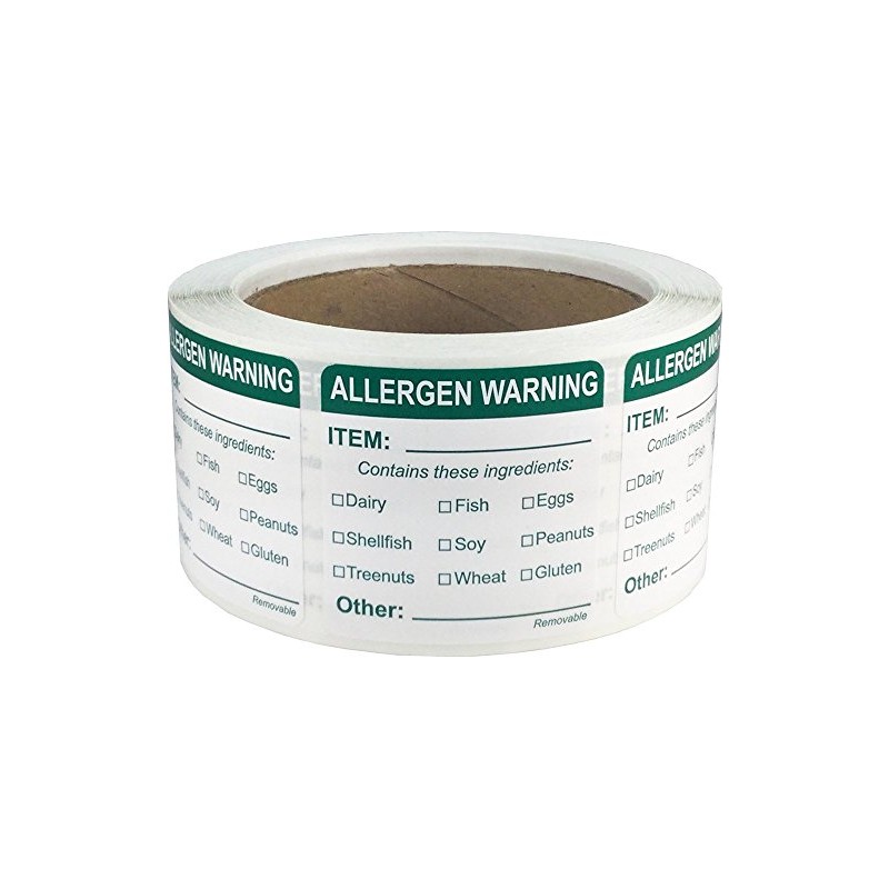 General Food Allergen Allergy Warning Removable Stickers, 51 mm 2