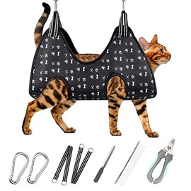 ATESON Pet Dog Cat Grooming Hammock Harness for Nail Trimming (XS 12lb), Dog Sling for Cutting Nail, Dog Hanging Holder Hanger for Clipping Nail with Nail Clippers, Nail File, Pet Comb