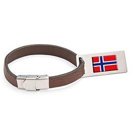 Norway Flag Leather Luggage Tag Steel Engraved Text