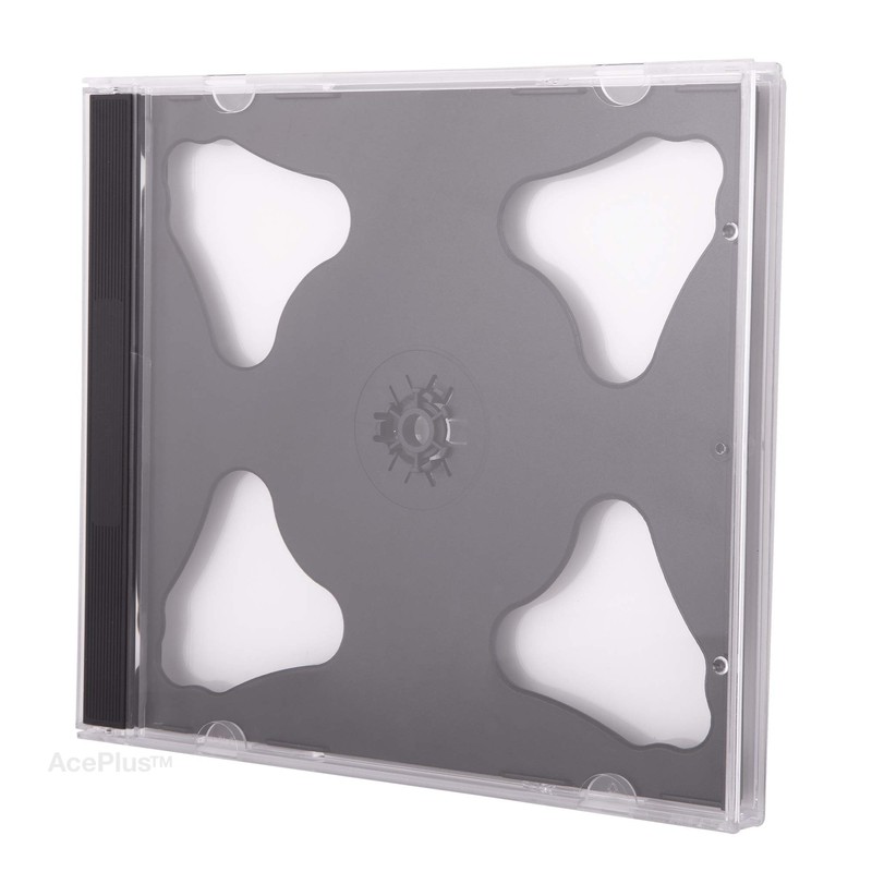 AcePlus Double 2-Disc Black CD Jewel Cases in 10.4mm Standard