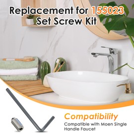 Enhon Set Screw Kit Compatible with 155023, Compatible with Moen Single Handle Faucet, Include 5 Set Screws and a Hex Wrench, One Handle Lavatory Faucets Replacement Repair Kit