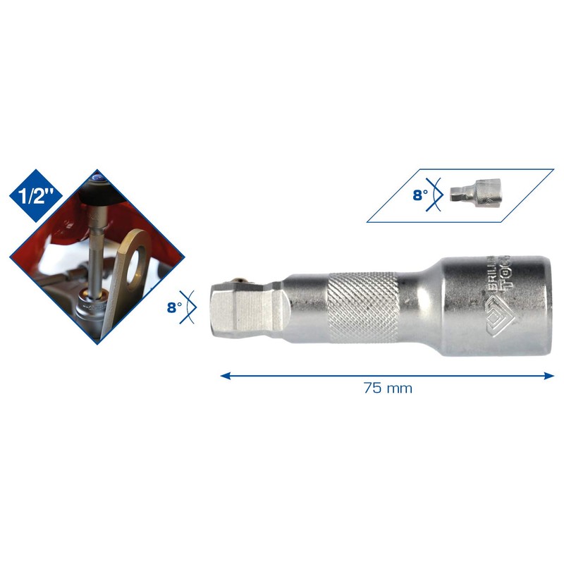 Brilliant Tools BT022912 1/2 Inch Swivel Extension 75 mm Insert