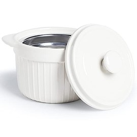 Ceramic Bacon Grease Container Keeper with Strainer, Frying Oil Storage Can , White