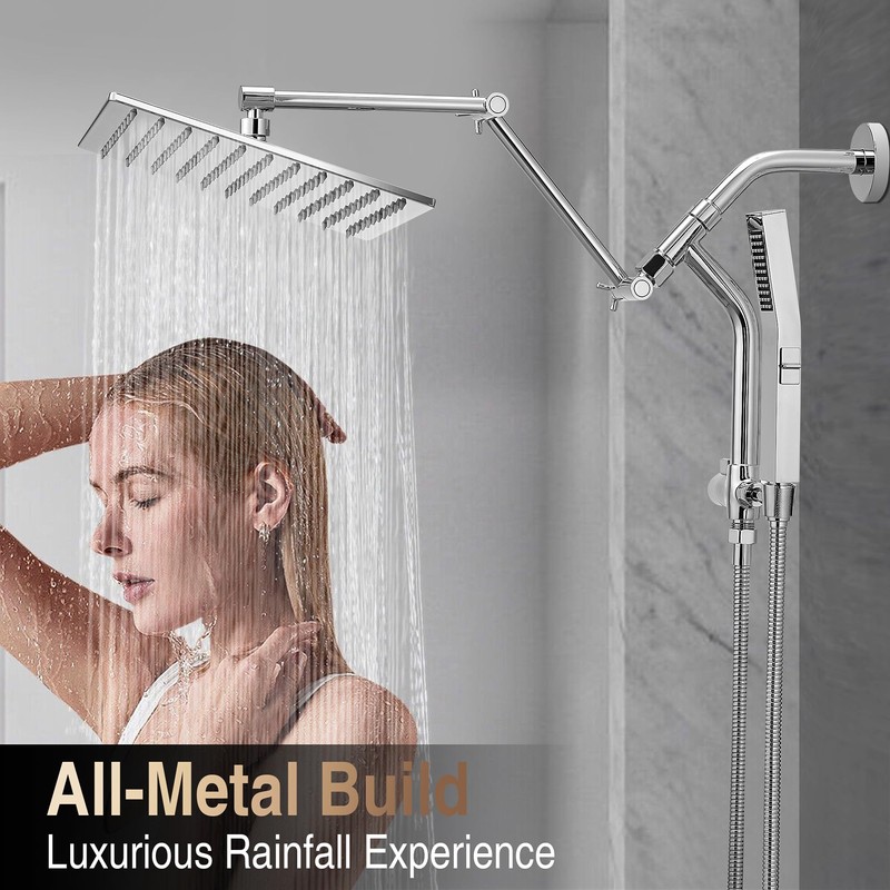 All Metal 10 Inch Rain Shower Head with Handheld Built-in