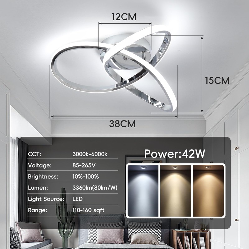 CANEOE Modern Ceiling Light Fixtures,42W Dimmable Flush Mount Led Ceiling