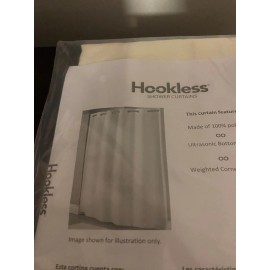 FOCUS HOSPITALITY NEW Hookless EMBOSSED MOIRE Shower Curtain Beige   71 x 74"