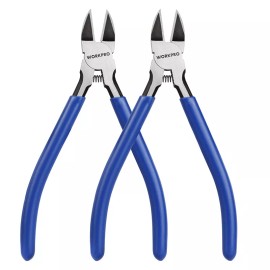 WORKPRO 2 Pack Wire Cutters 6 Inch Precision Spring Loaded Side Cutting Pliers