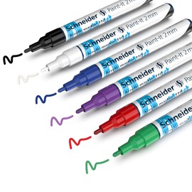 Schneider Paint-It 310 acrylic marker set 1 (2 mm round tip, high coverage, brilliant colour, for almost all surfaces) 6 pieces