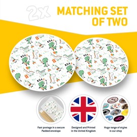 Vinyl Stickers (Set of 2) 10cm - Cartoon Dinosaur Party T-Rex Decals for Laptops,Tablets,Luggage,Scrap Booking,Fridges, 12308