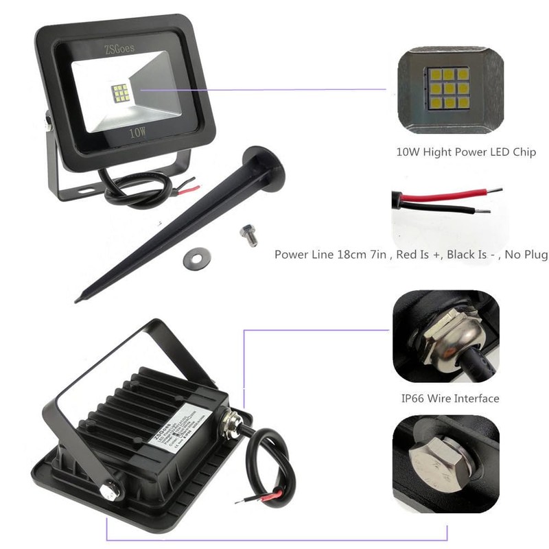 ZSGoes 6 Pack Warm White 10W LED Flood Light Outdoor