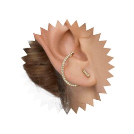 Yheakne Vintage Crystal Ear Cuff Wrap Earrings Gold Cz Wrap Crawler Earrings Rhinestone Bar Ear Jacket Earrings Sparkly Crystal Cuff Earrings Jewelry for Women