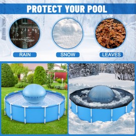 Pool Pillows for Closing Winter, 5 Feet Thick PVC Inflatable Round Air Pillow for Above Ground Pool, Ultra Cold Resistant Swimming Pool Cover Pillow Kit with Ropes, Light Blue