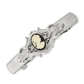Solid Silver-Tone Acrylic Cameo Hair Barrette 3.25"