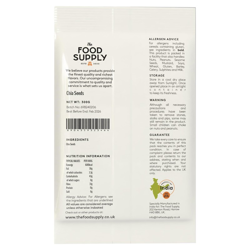 Chia Seeds – Natural, Raw, Non-GMO, Gluten-Free, High in Omega-3,