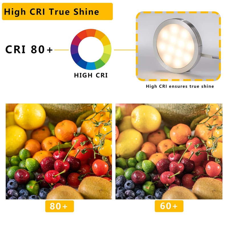 CRISETEK dimmable Puck Light Cabinet Light Under Cabinet Lights Puck