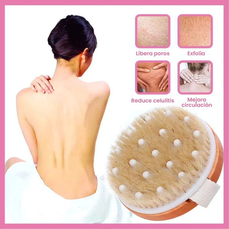 Cepillo Corporal Exfolia El Cuerpo Y Elimina Piel Muerta Madera