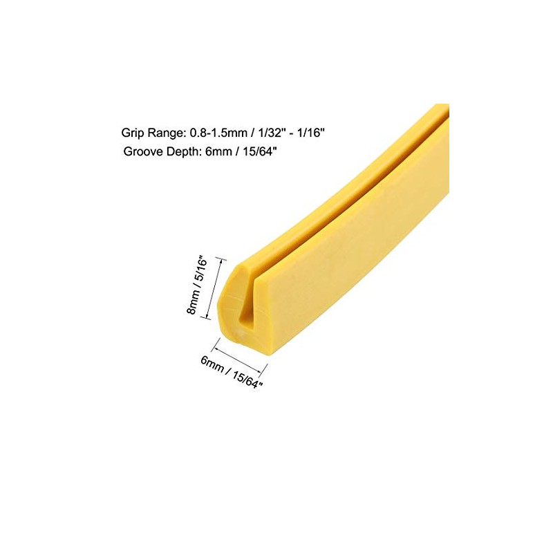 uxcell Edge Trim U Seal Yellow Rubber Plastic U Channel