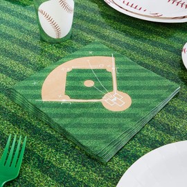 BLUE PANDA BLUE PANDA - Baseball Party Napkins, Sports Birthday (6.5 x 6.5 In, 100 Pack)
