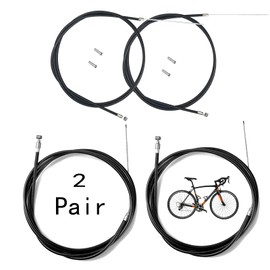 2 Pairs Bike Brake Cable, Front and Rear Bicycle Brake Cable Wire Set, Repair Replacement Accessory, Universal Standard Bicycle Brake Cable for Road Bike and Common Bike with 4 Cable end Crimps