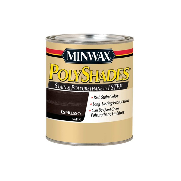 Minwax 613970444 PolyShades - Stain & Polyurethane in 1 Step, quart, Espresso, Satin