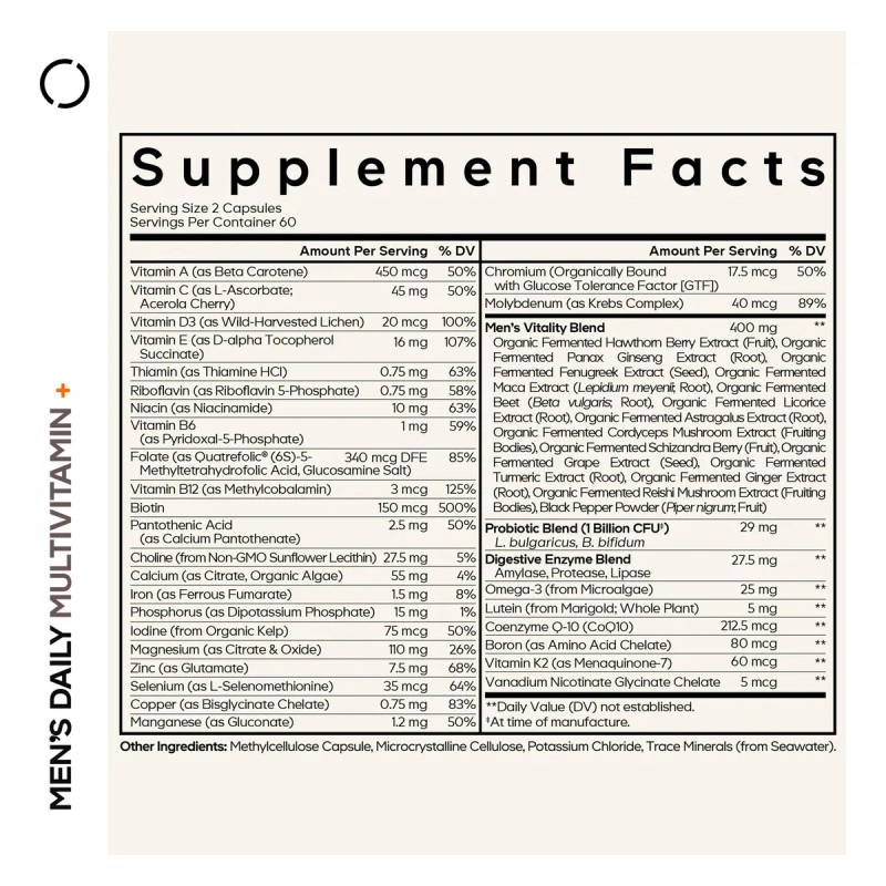 Codeage Multivitaminas Hombre 25+ Vitaminas 120 Cápsulas