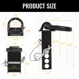 Suemoss 5/8" Heavy-Duty Stake Pocket D Rings with Anti-Loss Cord 4 Adjustable Hole 18,000 lbs Trailer Stake Pocket Tie-Down Utility for Flatbed Trucks and Trailers 4 Pack