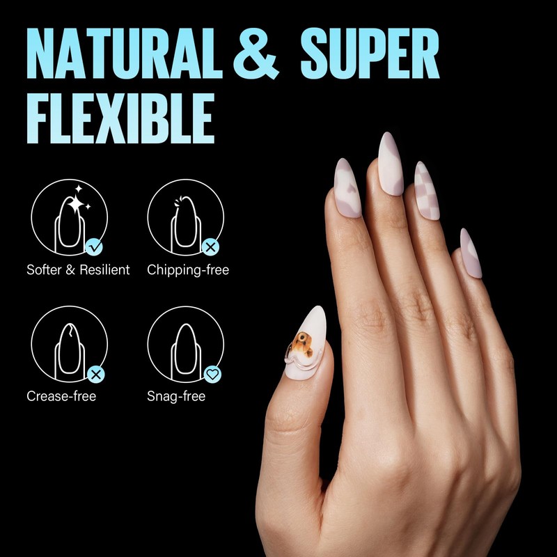 TOMICCA Pack of 504 Almond Medium Nail Tips for Gel