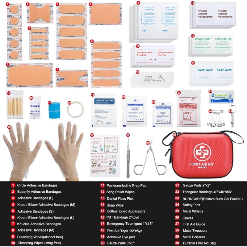 Vriexsd Mini First Aid Kit 150Pcs Waterproof Hard Shell Medical