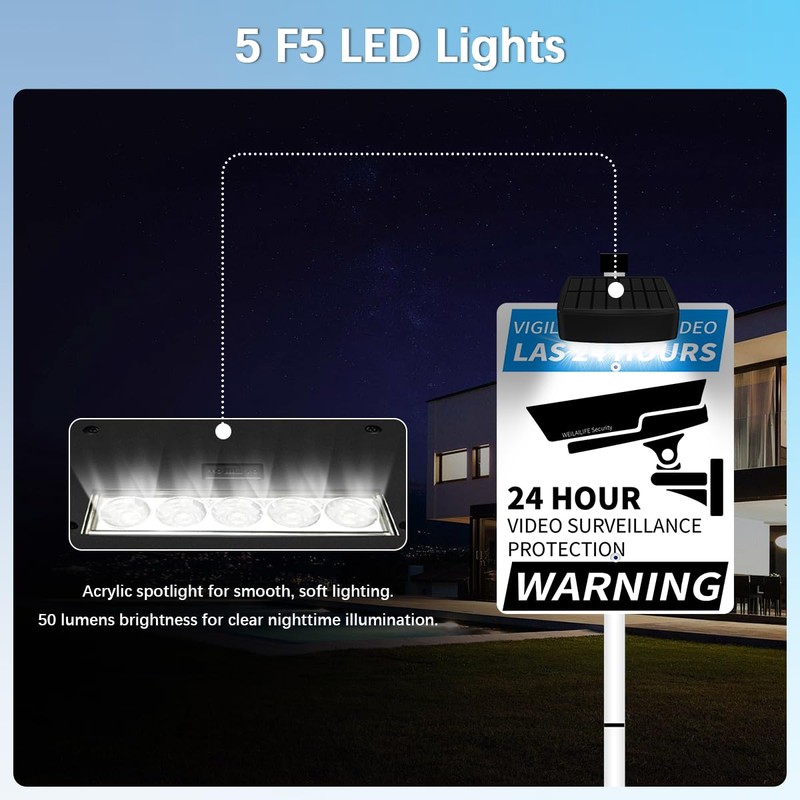 WEILAILIFE Solar Powered Deck Lights for Sign, Outdoor Solar LED