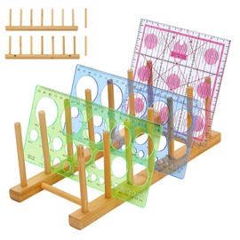 CRAFTYMELODY Bamoboo Kitchen Drying Dish Rack Holders Plate Rack Wood Pot Lid Holder Stand Kitchen Cabinet Organizer Vertical Drainer Stand for Bowl Cup Cutting Board Home Organizer