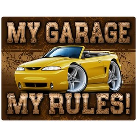 1994-98 Ford SVT Cobra Mustang Convertible My Garage My Rules Wall Art Graphic Decal Sticker (36Wx28L)