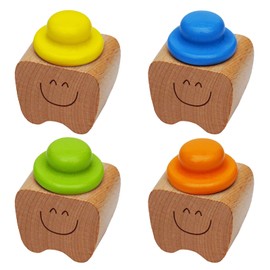 Roinaid Pack of 4 Milk Tooth Box, Milk Teeth Box Girls Milk Tooth Box Boys, Wooden Tooth Box Milk Teeth Boys Commemorate Your First Tooth, Creative Gifts for New Parents