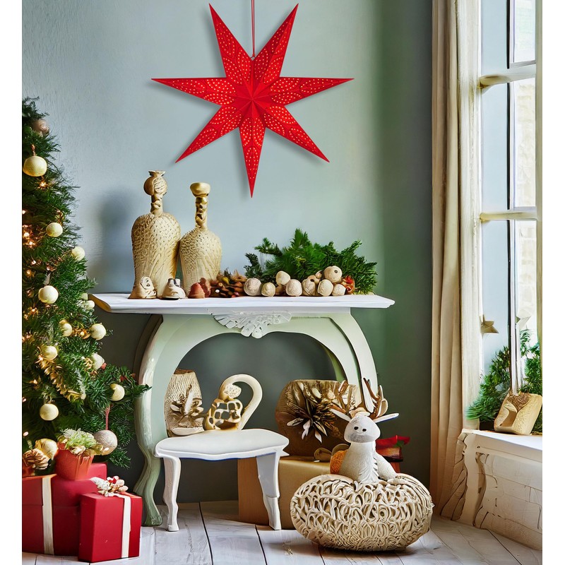 BRUBAKER 60 cm Paper Christmas Star for Hanging - Window