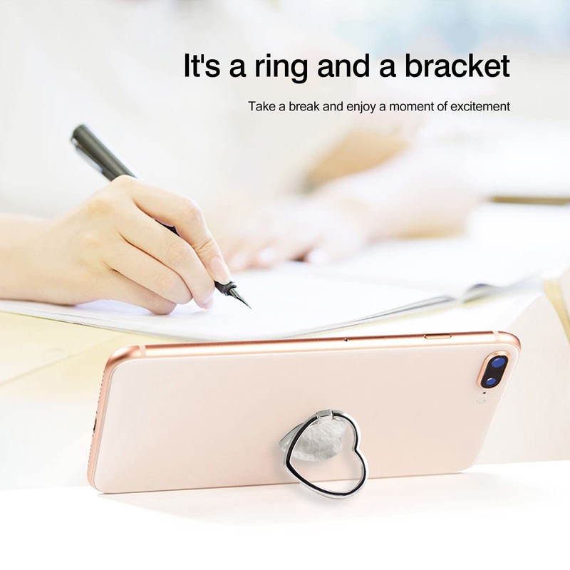 2 Packs Glossy Finish Love Heart Shaped Cell Phone Ring
