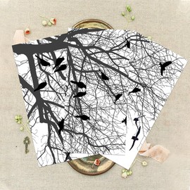 GLOBLELAND 3 Sheets Branches and Birds Theme Decor Transfers 6x12inch Furniture Transfer Stickers Rub on Transfer Stickers Wall Art Decals for Bedroom Living Room Desk Table Decoration