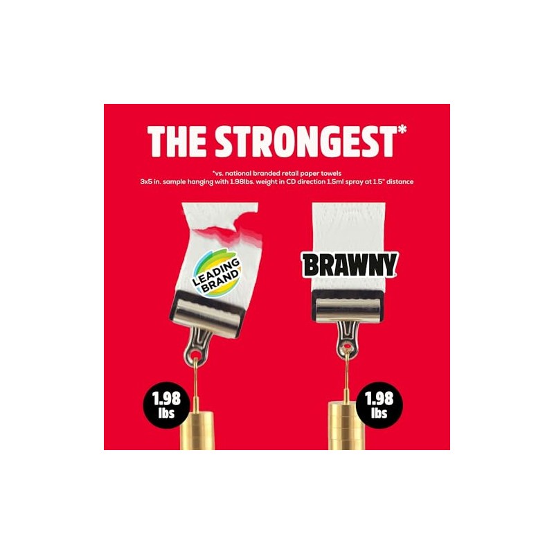 Brawny Tear-A-Square 3-Ply Paper Towels, 6 Double Rolls = 12