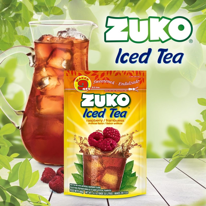 Zuko Raspberry Tea Powdered Drink Mix Family Pack, No Added