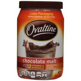 Ovaltine Chocolate Malt Powder Drink Mix Hot & Cold Milk 12oz Can Immune Health