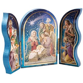 The Healing Corner Christmas Nativity Triptych Holy Family Jesus in a Manger Wise Men & Xmas Angel