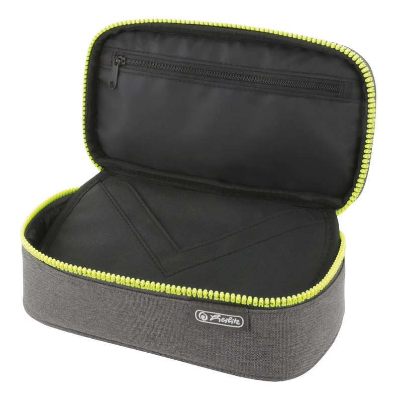 Herlitz Beatbox Pencil Case, Grey/Yellow, Pack of 1, Grey/Yellow, Pencil