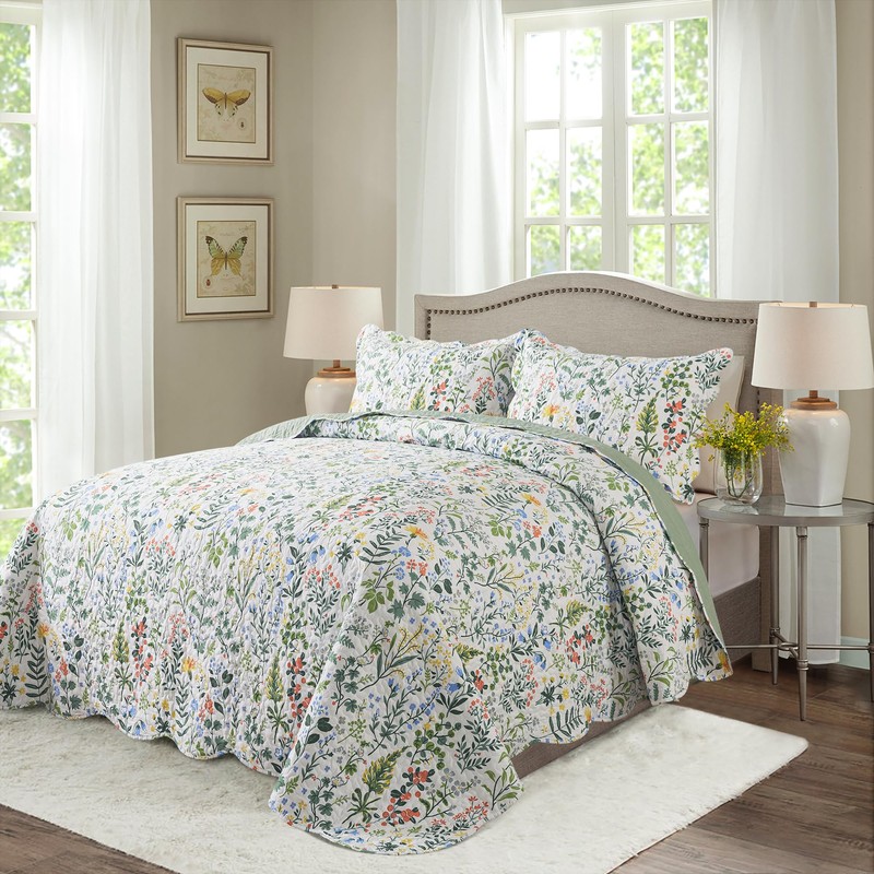 HoneiLife Queen Quilt Bedding Set - 3 Pieces Microfiber Quilt